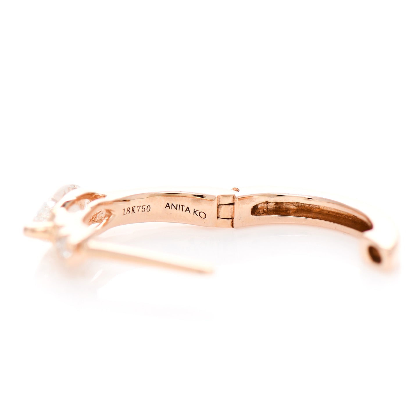 18K Rose Gold Diamond Marquise Huggie Earring