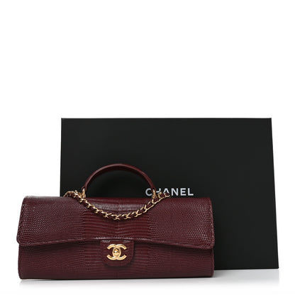 Chanel Calfskin Lizard Embossed Clutch With Chain  Bordeaux 12 of 12