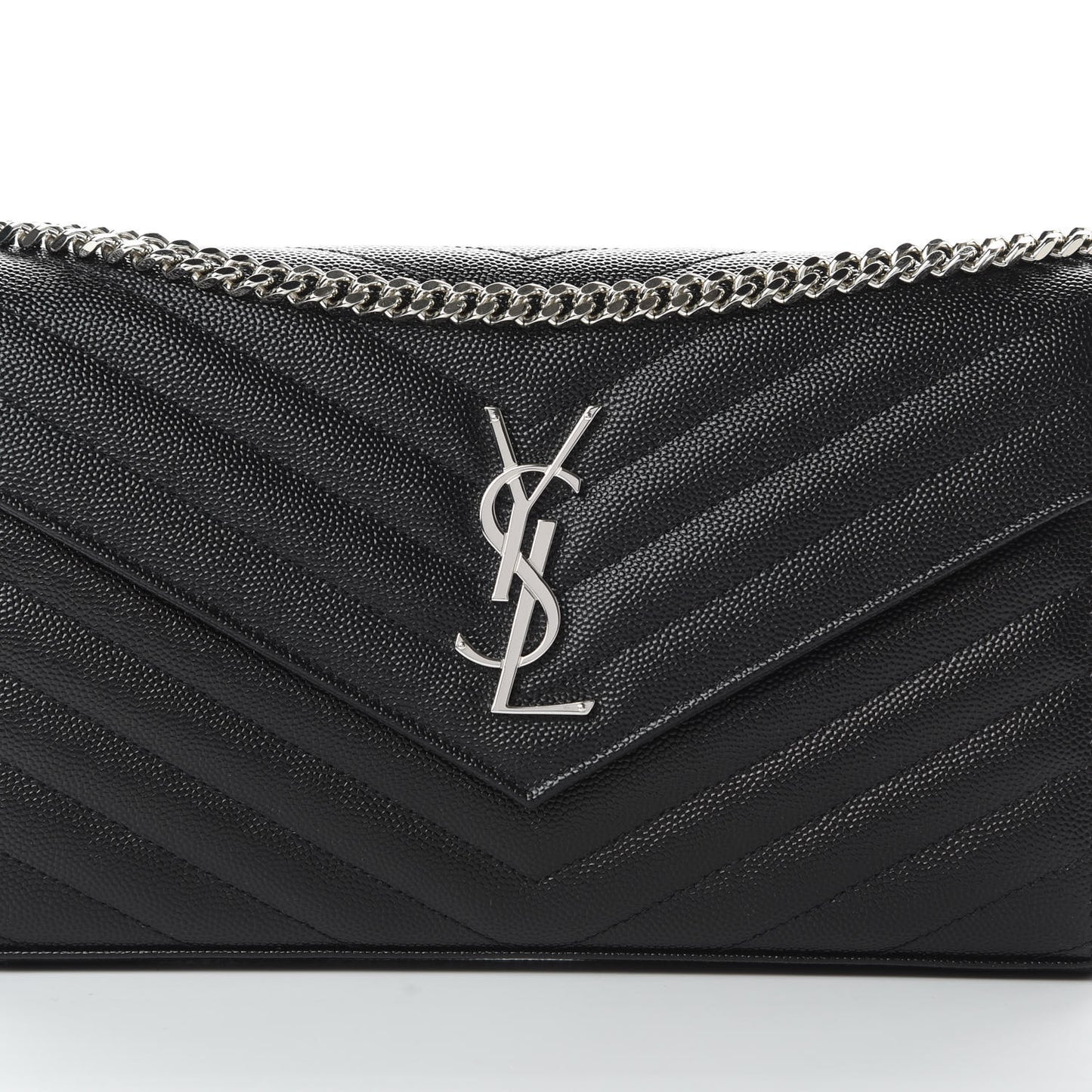Grain De Poudre Matelasse Chevron Monogram Chain Wallet Black