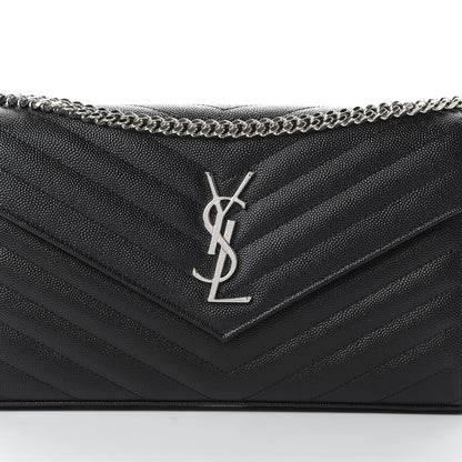 Saint Laurent Grain De Poudre Matelasse Chevron Monogram Chain Wallet Black 8 of 11
