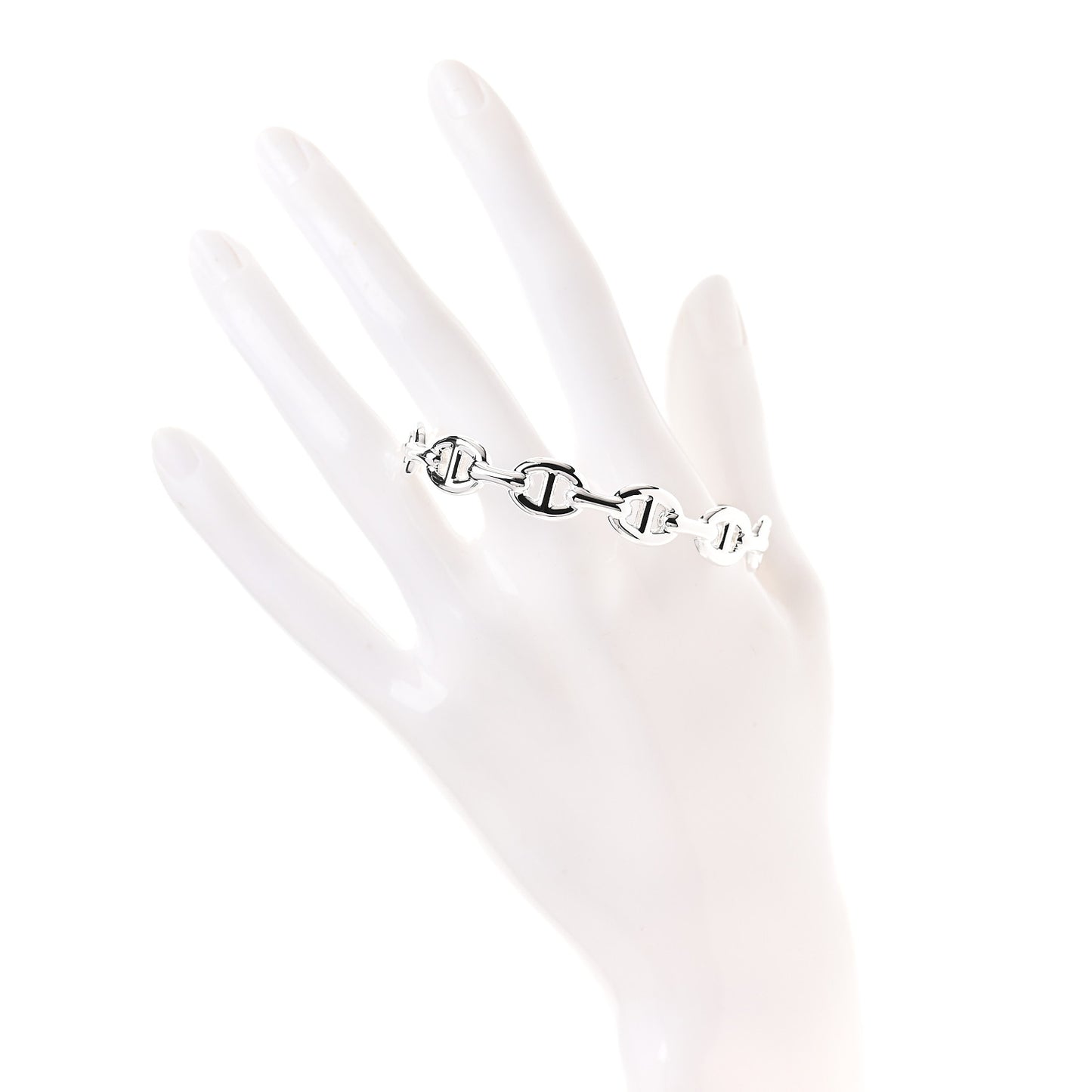 Sterling Silver MM Chaine d'Ancre Enchainee Cuff Bracelet LG