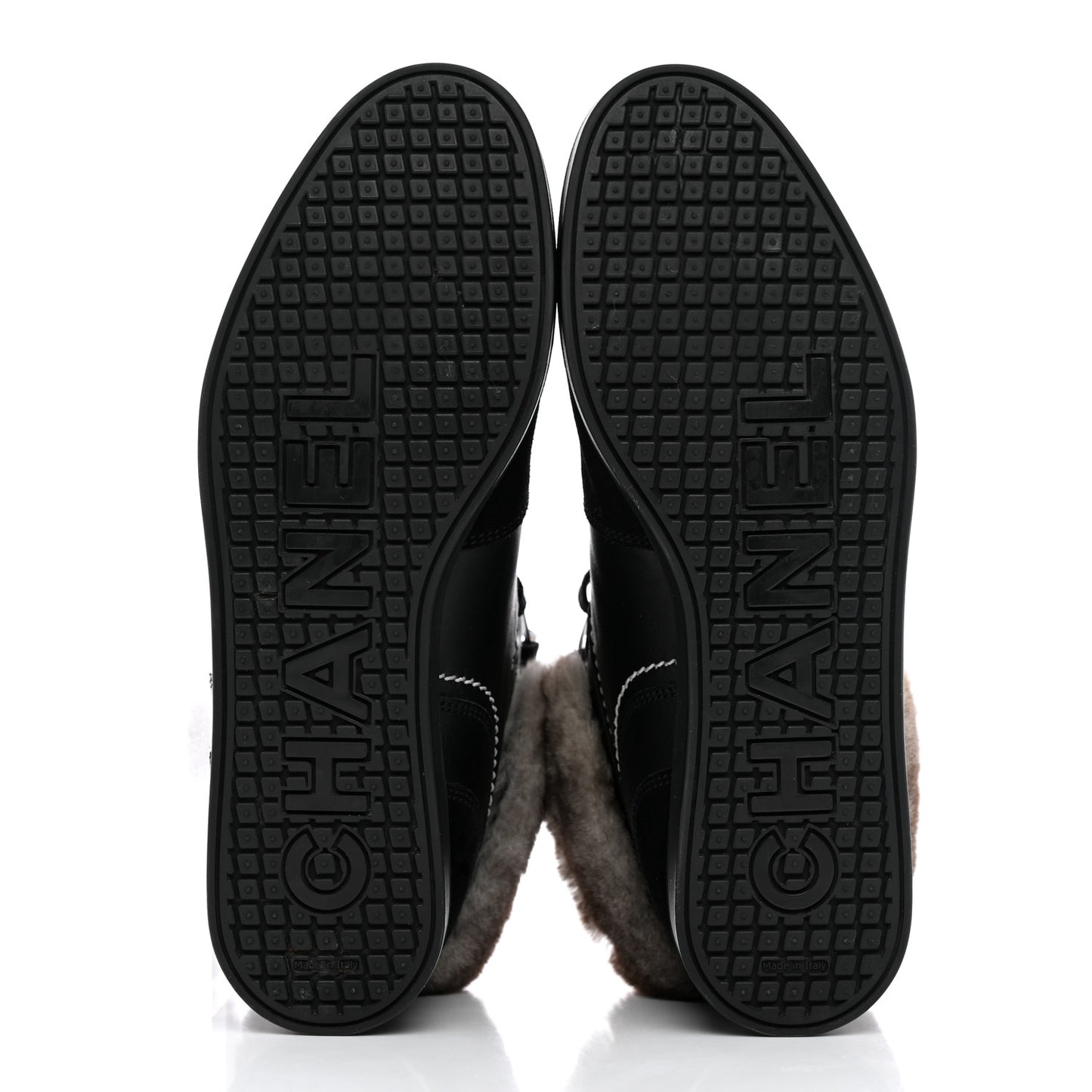 Calfskin Chinchilla High Top Sneakers 39 Black
