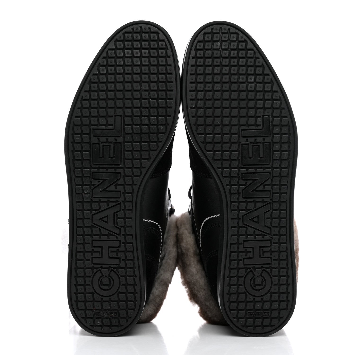 Chanel Calfskin Chinchilla High Top Sneakers 39 Black 5 of 8