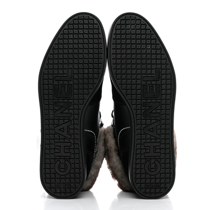 Chanel Calfskin Chinchilla High Top Sneakers 39 Black 5 of 8