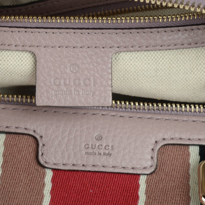 Gucci Monogram Selleria Calfskin Vintage Web Medium Boston New Sand Lilas 6 of 7