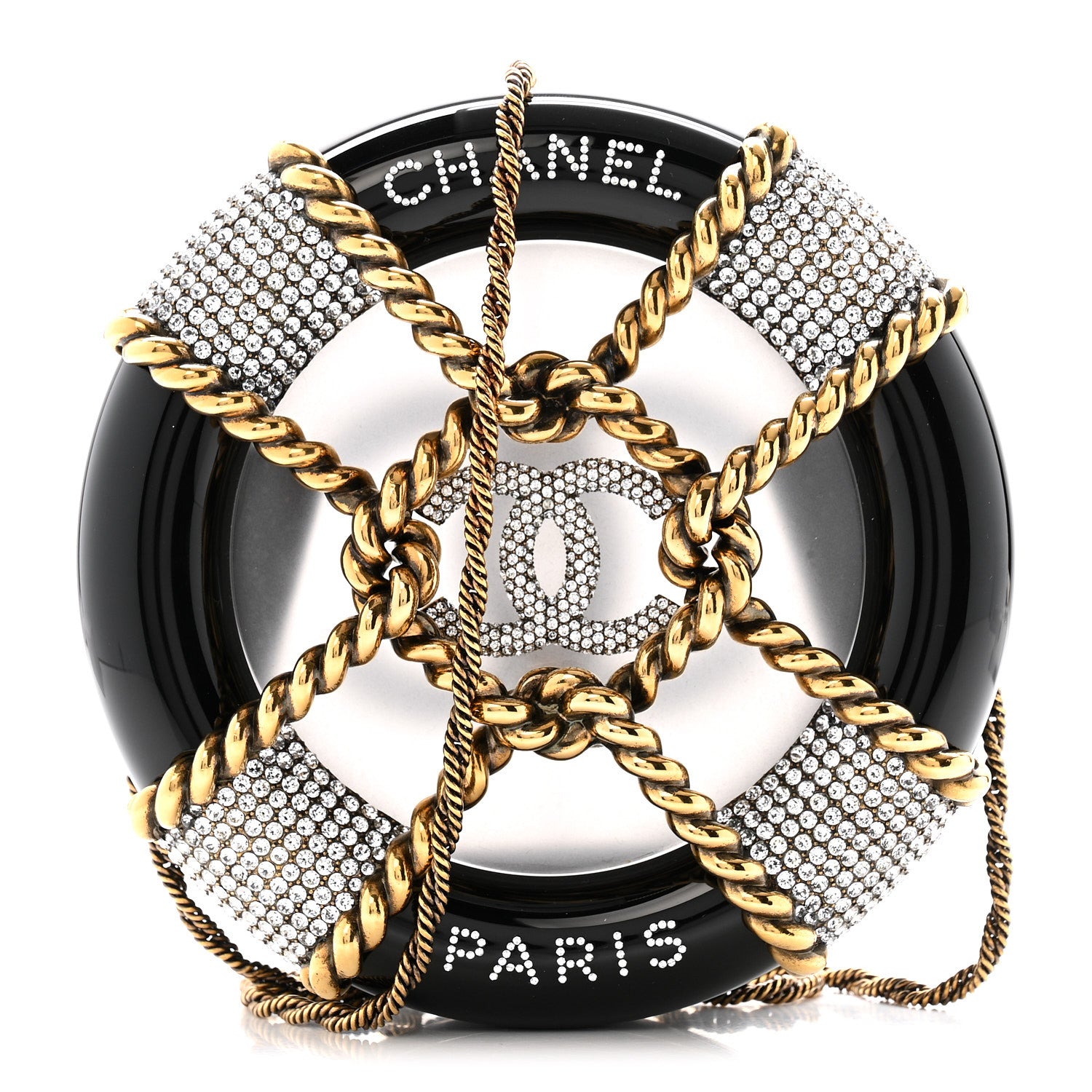 Chanel Resin Crystal Rescue Wheel Minaudière Black 1 of 12