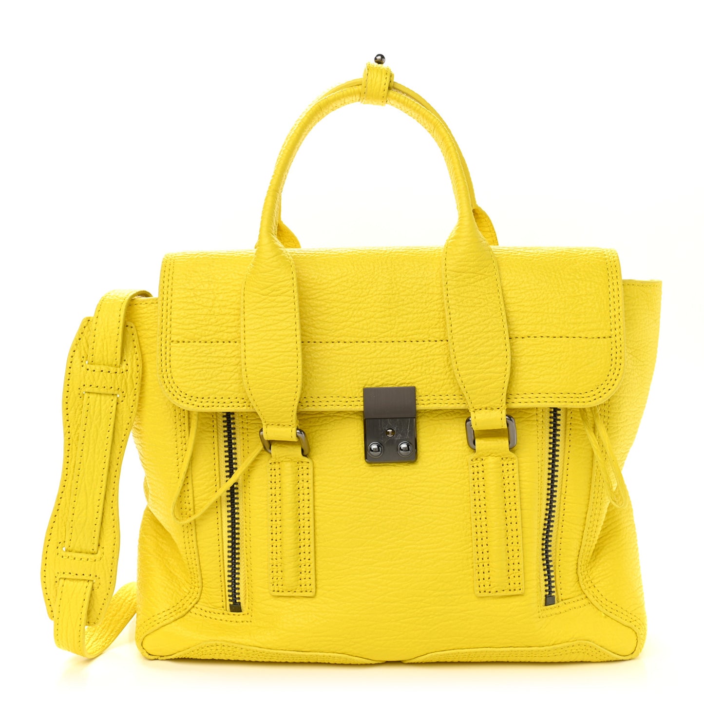 Textured Calfskin Medium Pashli Satchel Electric yellow