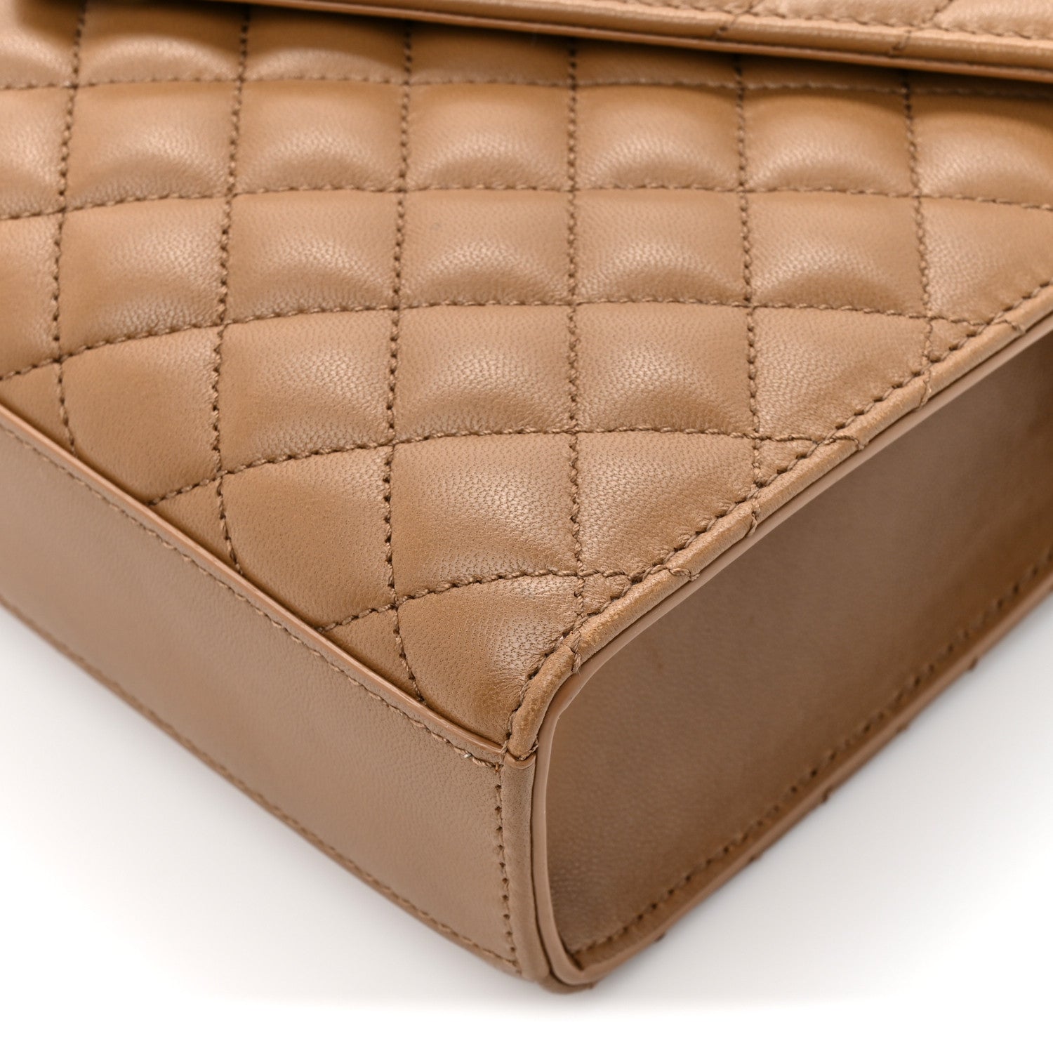 Saint Laurent Lambskin Mixed Matelasse Triquilt Medium Monogram Satchel Dark Cork 12 of 14