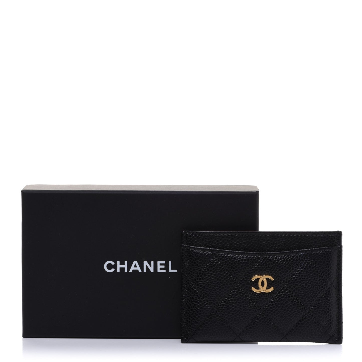 Caviar Quilted Card Holder Black