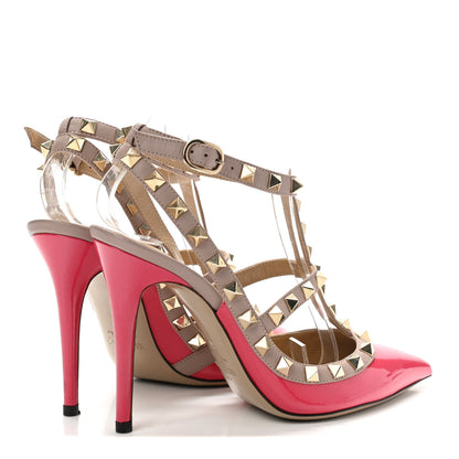 Valentino Garavani Patent Nappa Rockstud Ankle Strap 100mm Pumps 35 Deep Fuxia Poudre 4 of 10