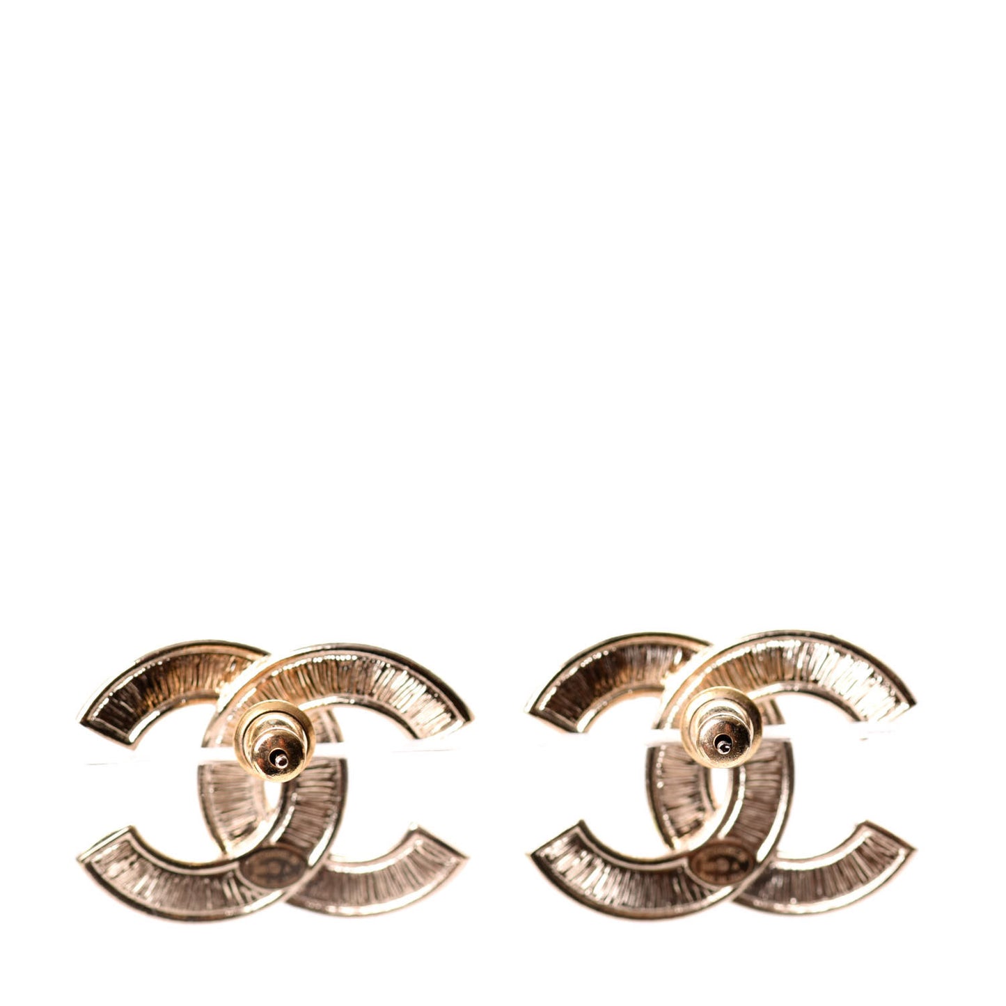 Crystal Pearl Chain Mania CC Earrings Gold