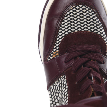 Louis Vuitton Calfskin Suede Postmark Wedge Sneakers 37 Bordeaux 10 of 10