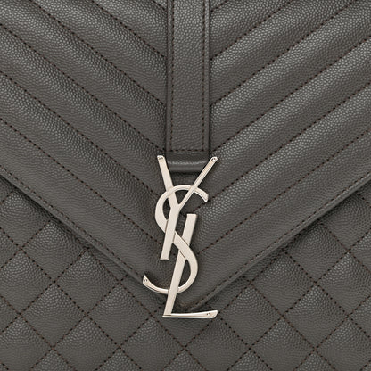 Saint Laurent Grain De Poudre Textured Mixed Matelasse Large Triquilt Monogram Satchel Earth 8 of 10