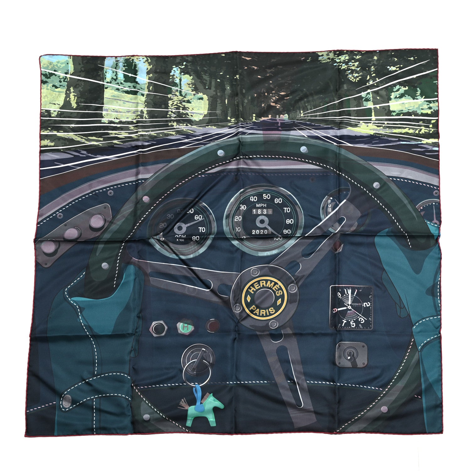Hermes Silk Double Face Formula One Scarf 90 Marine Colvert 1 of 5