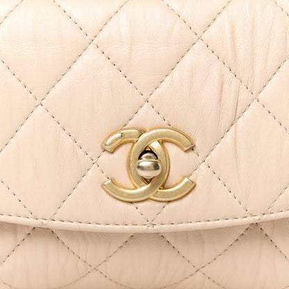 Chanel Crumpled Lambskin Quilted Mini CC Links Top Handle Flap Beige 9 of 12