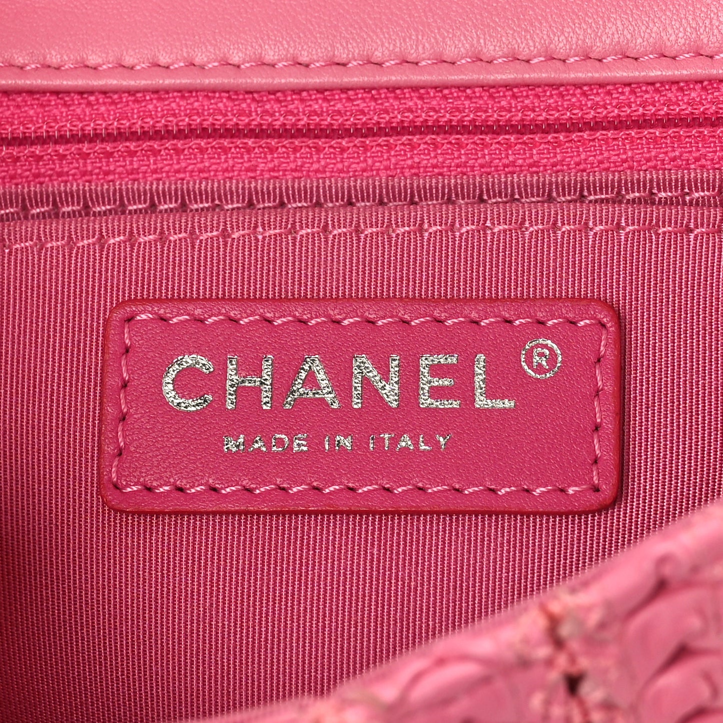 Lambskin Crochet Embroidered Mini Flap Pink