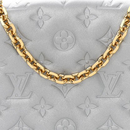 Louis Vuitton Metallic Lambskin Embossed Monogram Pochette Coussin Silver 7 of 9