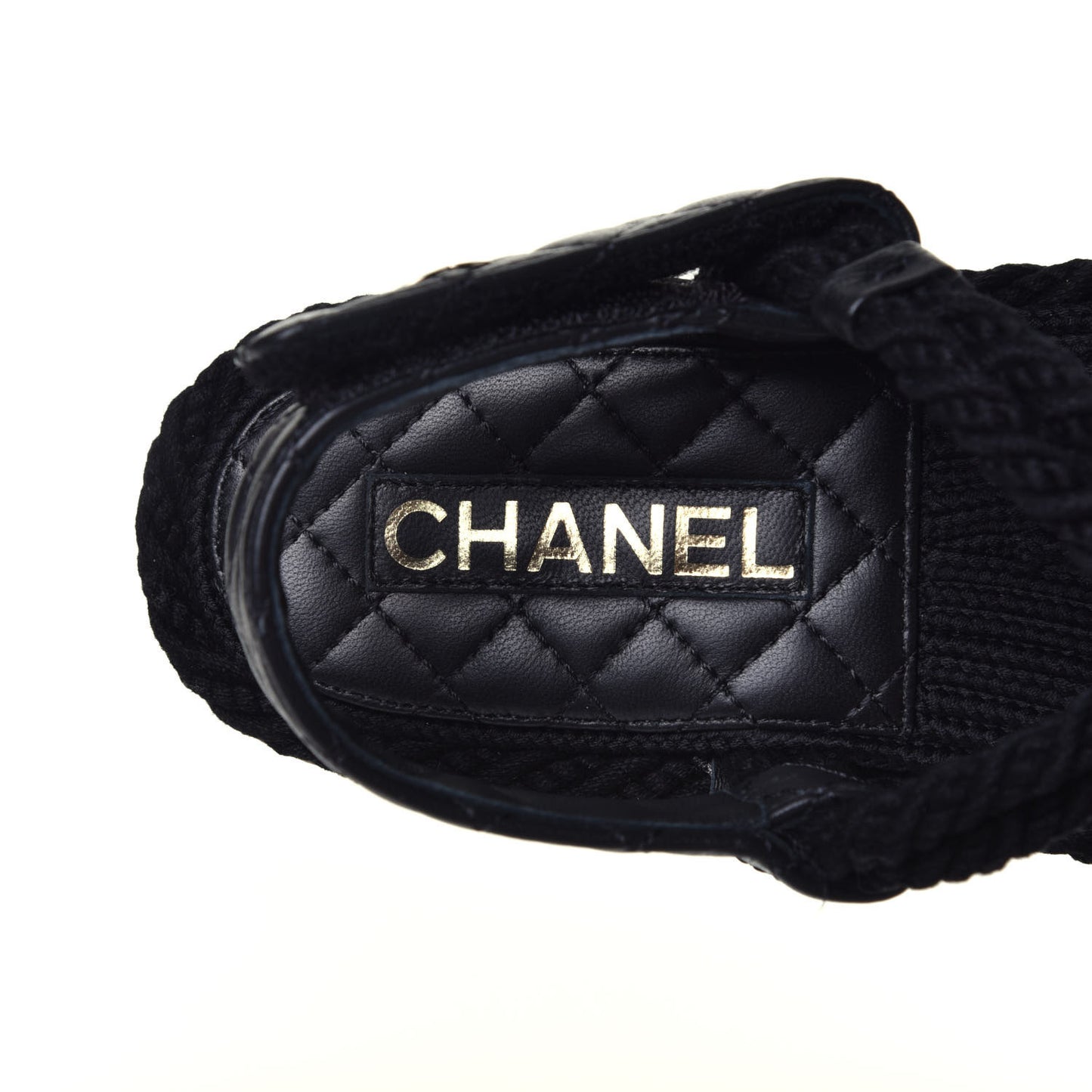Cord Lambskin Quilted Logo Sandals 39 Black