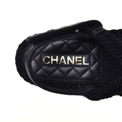 Chanel Cord Lambskin Quilted Logo Sandals 39 Black 7 of 9
