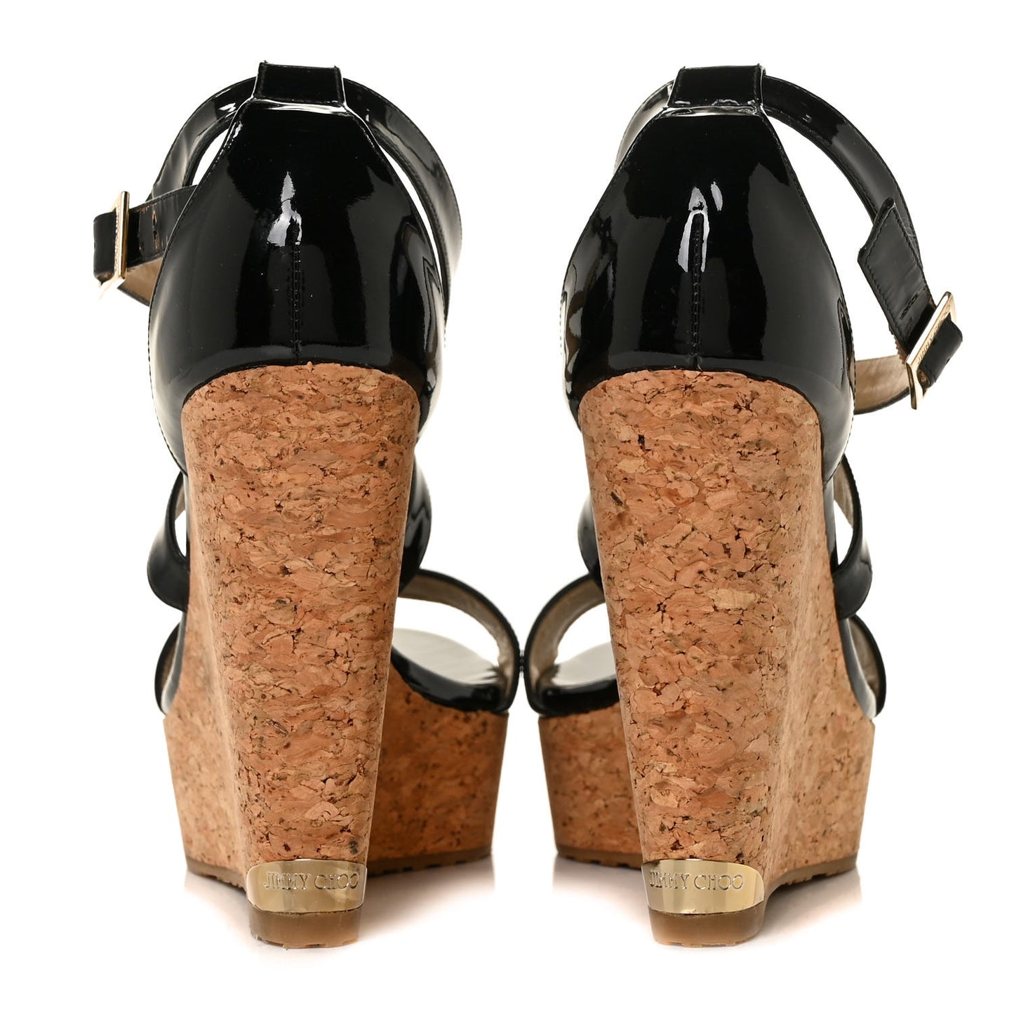Patent Cork Portia 120 Wedge Sandals 40.5 Black
