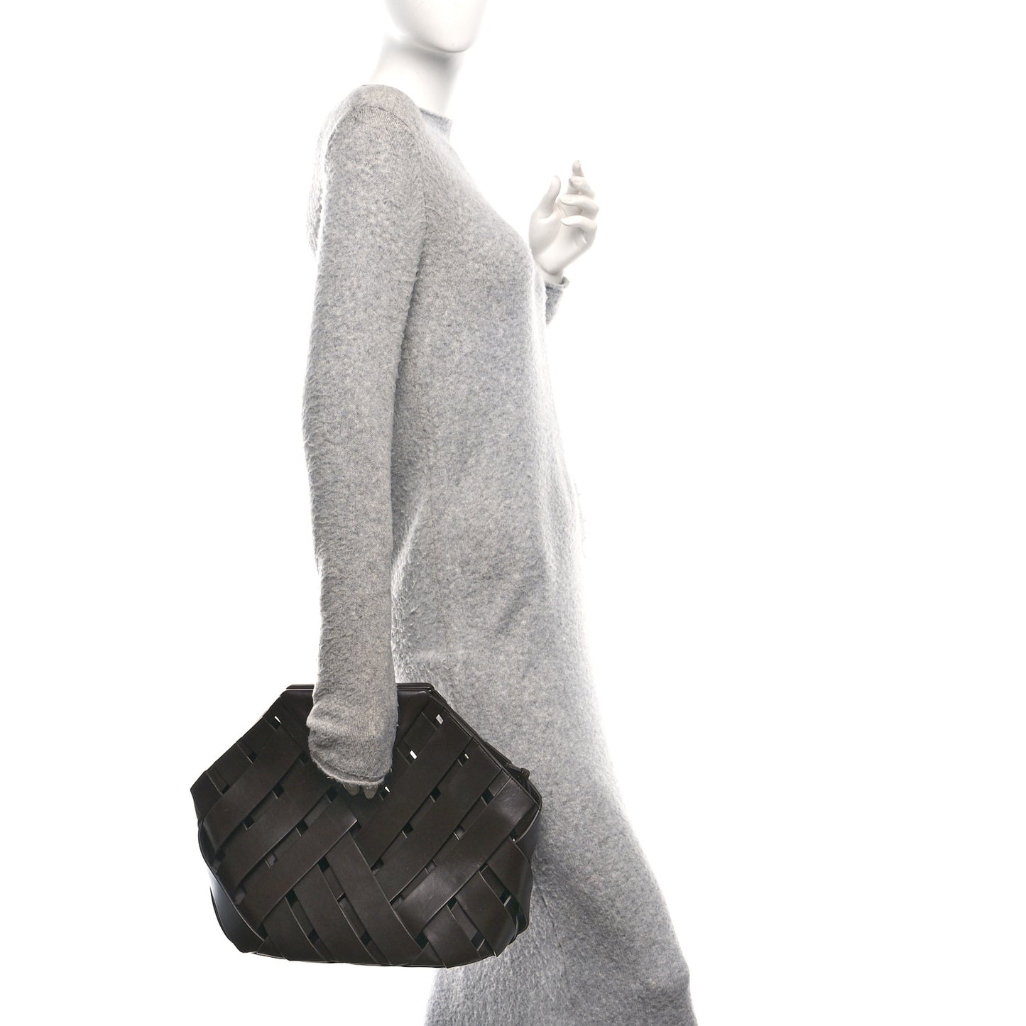 Calfskin The Point Weave Triangle Bag Fondant