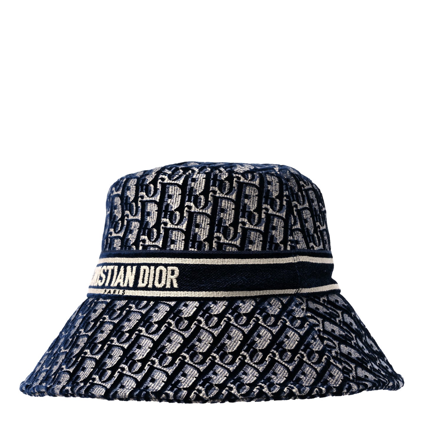 Velvet Oblique Large Brim Bucket Hat 58 Bleu Marine