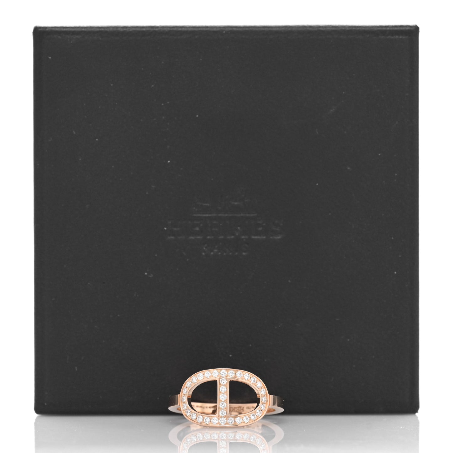 18K Rose Gold Diamond MM Chaine d'Ancre Contour Ring 52 6