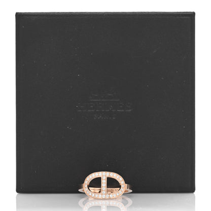 Hermes 18K Rose Gold Diamond MM Chaine d'Ancre Contour Ring 52 6 5 of 5