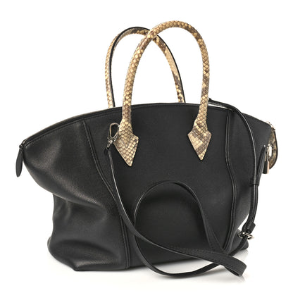 Louis Vuitton Veau Cachemire Snakeskin Soft Lockit MM Black 3 of 9