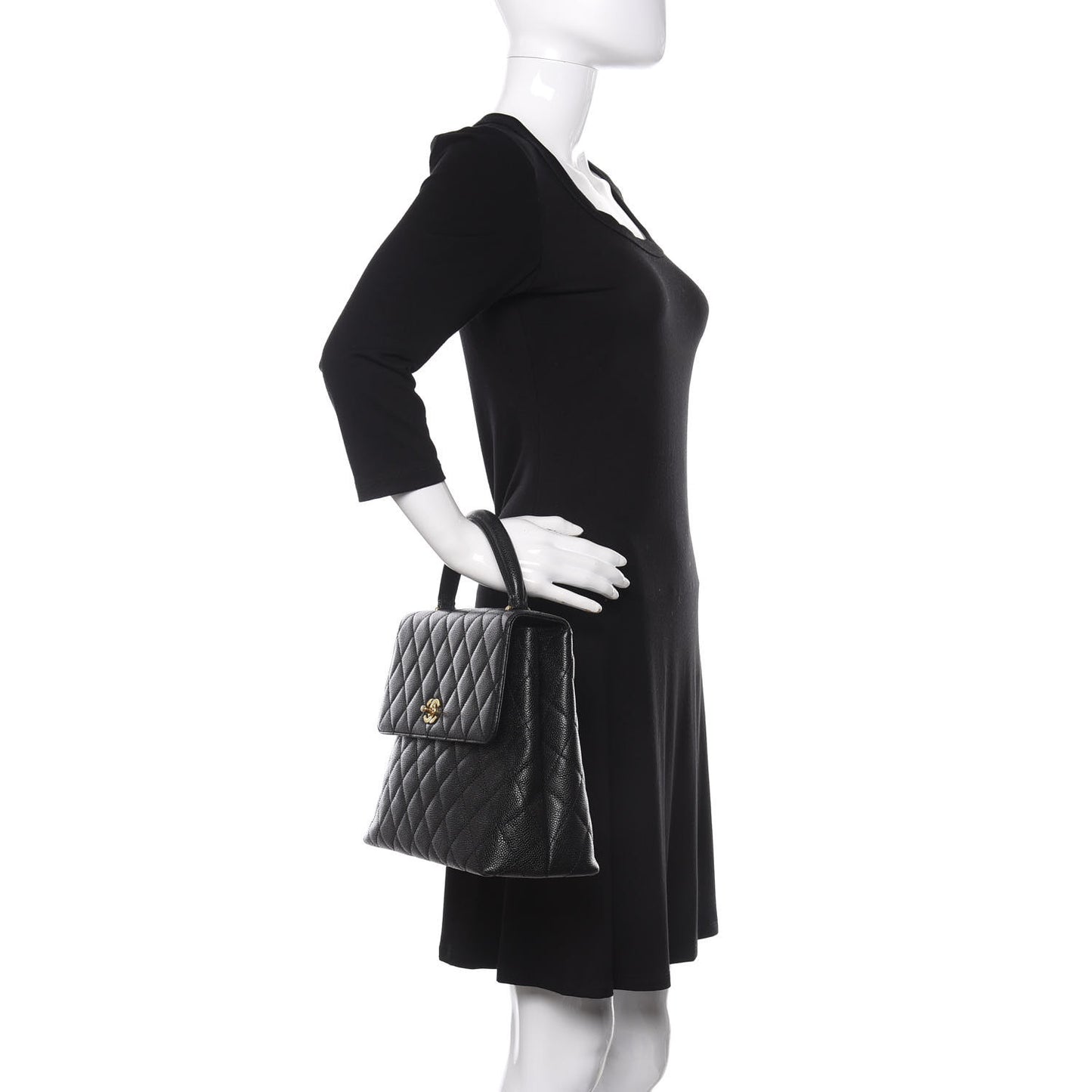 Caviar Quilted Jumbo Kelly Flap Black