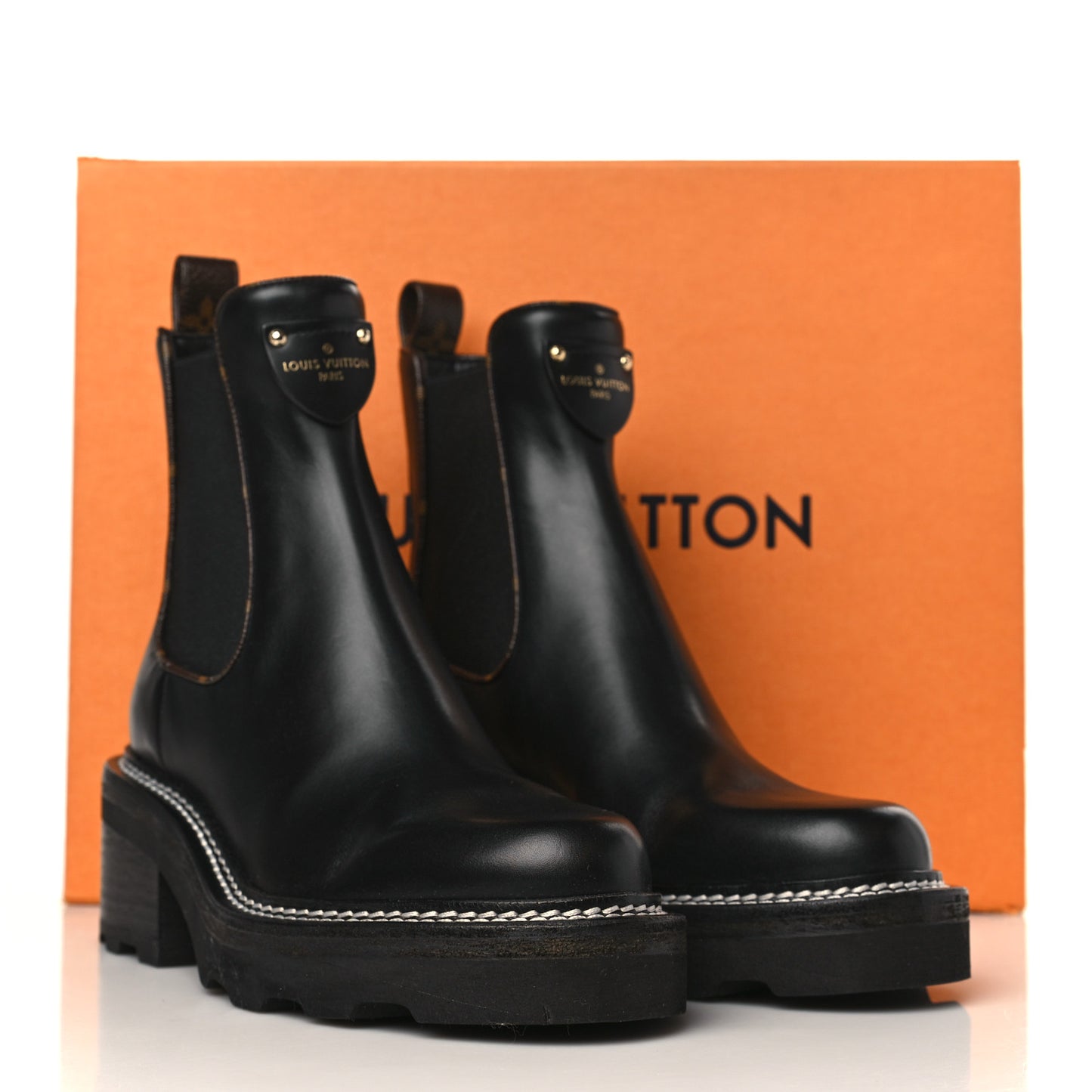 Calfskin Monogram Beaubourg Ankle Boots 37.5 Black