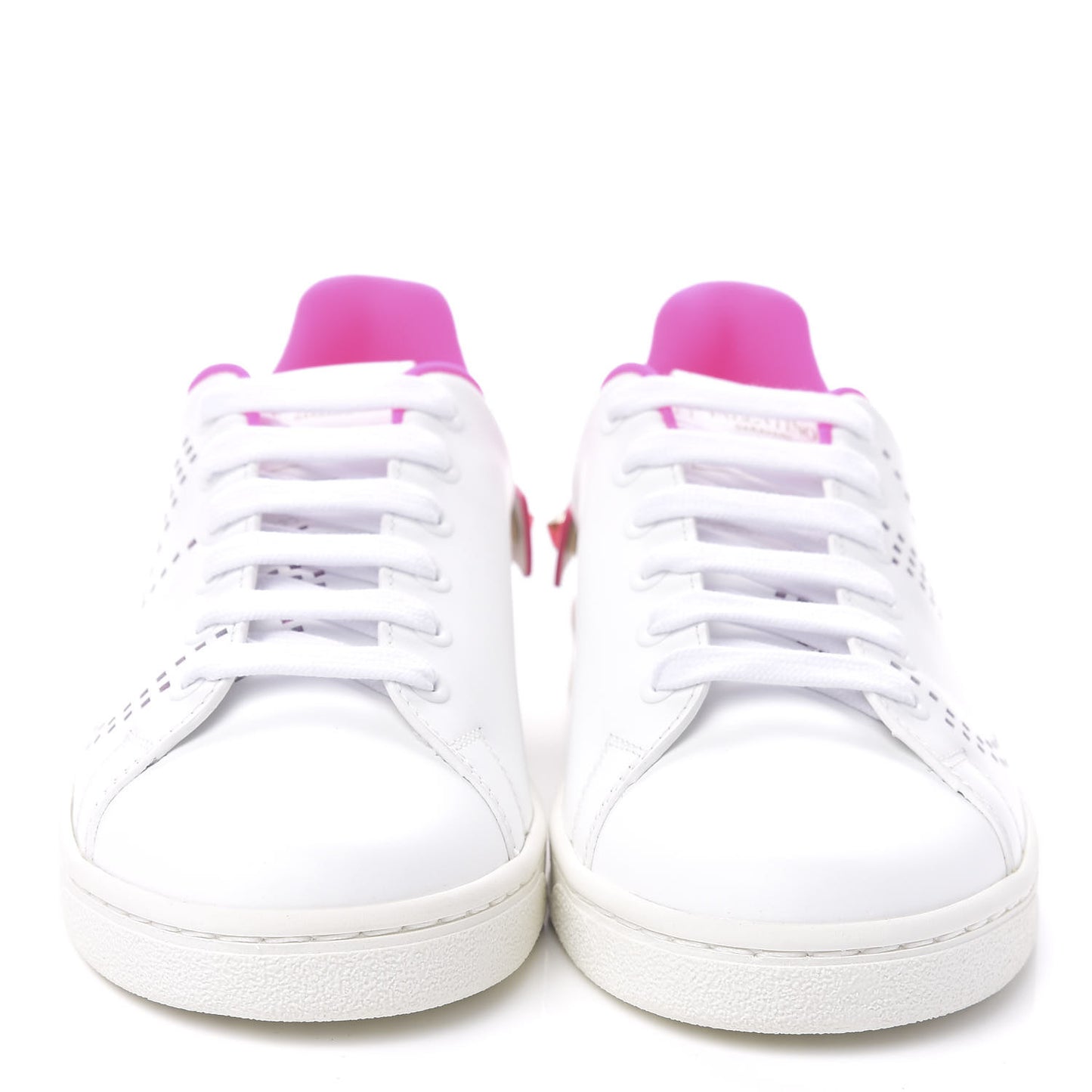 Calfskin Womens Backnet Sneakers 35.5 White Fuchsia