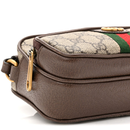 Gucci GG Supreme Monogram Textured Dollar Calfskin Web Mini Ophidia Convertible Shoulder Bag Beige Ebony New Acero 9 of 10