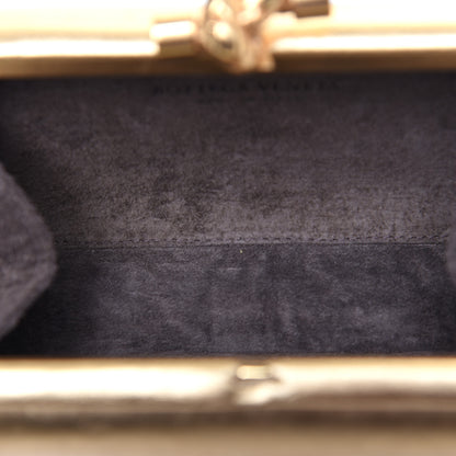 Bottega Veneta Gilded Waxed Leather Knot Clutch Gold White 5 of 11