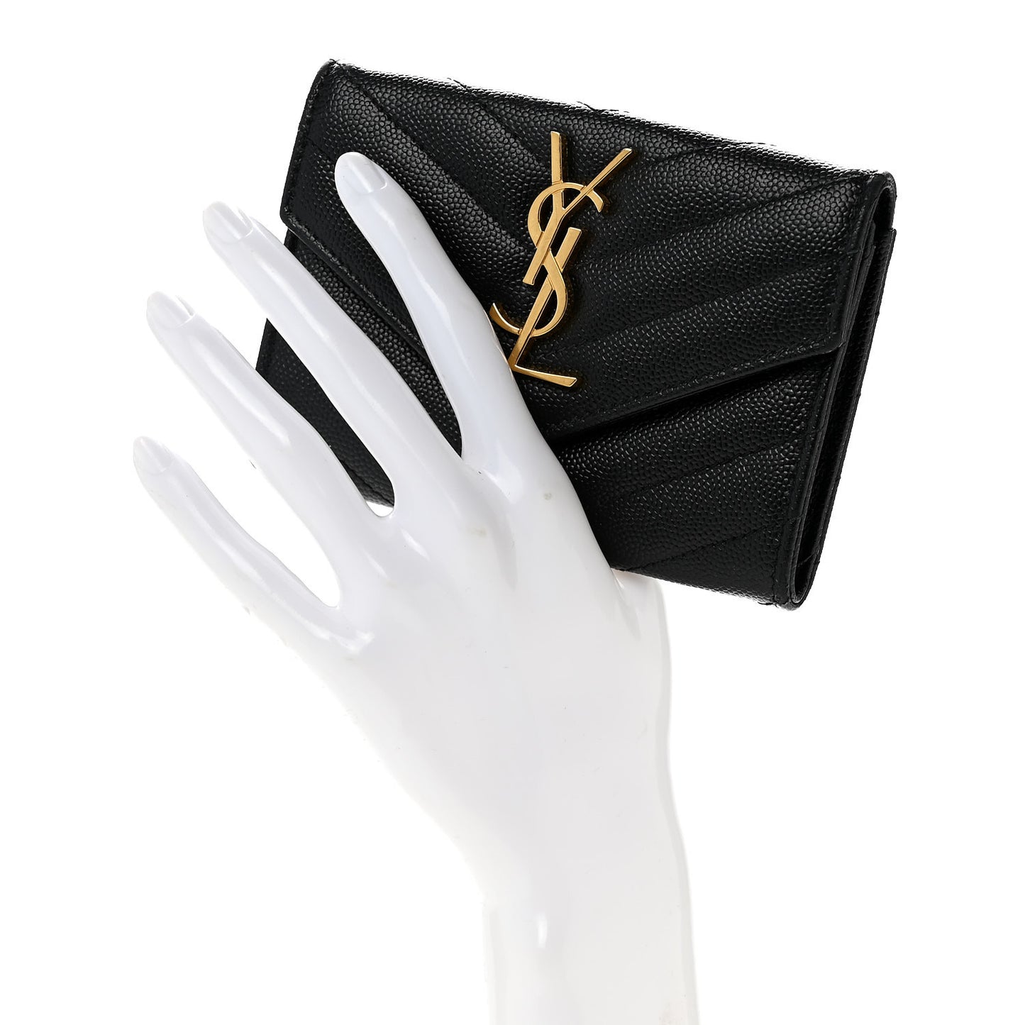 Grain De Poudre Matelasse Chevron Small Monogram Envelope Wallet Black