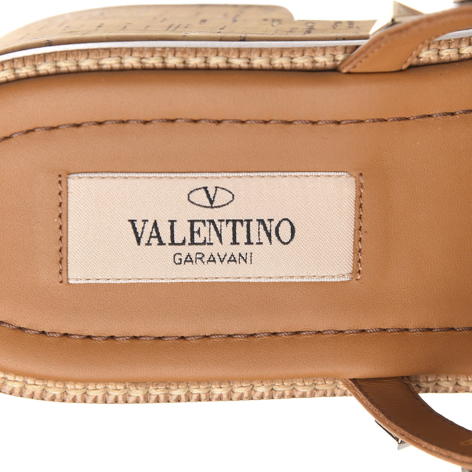 Valentino Garavani Calfskin Cork Rockstud Caged 30/50mm Platform Sandals 38 Tan 6 of 9