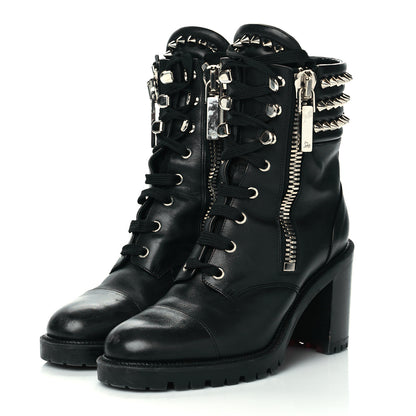 Christian Louboutin Calfskin Winter Spikes 70 Combat Boots 38 Black 3 of 7