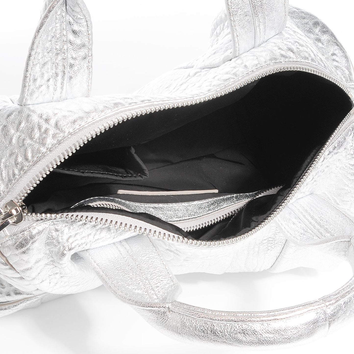 Pebbled Lambskin Rocco Metallic Rhodium