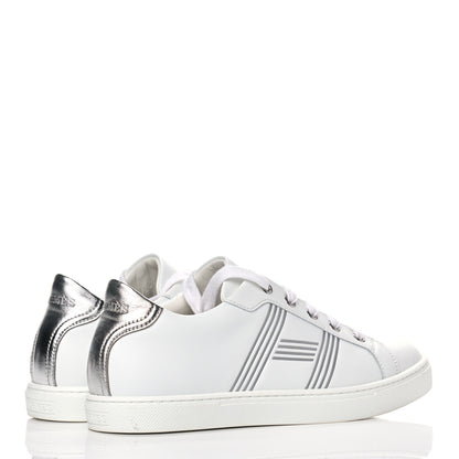 Hermes Nappa Womens Avantage Sneakers 37.5 White Argent 4 of 10