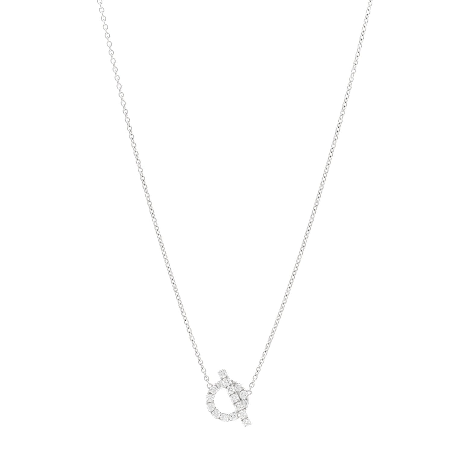 Hermes 18K White Gold Diamond Finesse Pendant Necklace 1 of 5