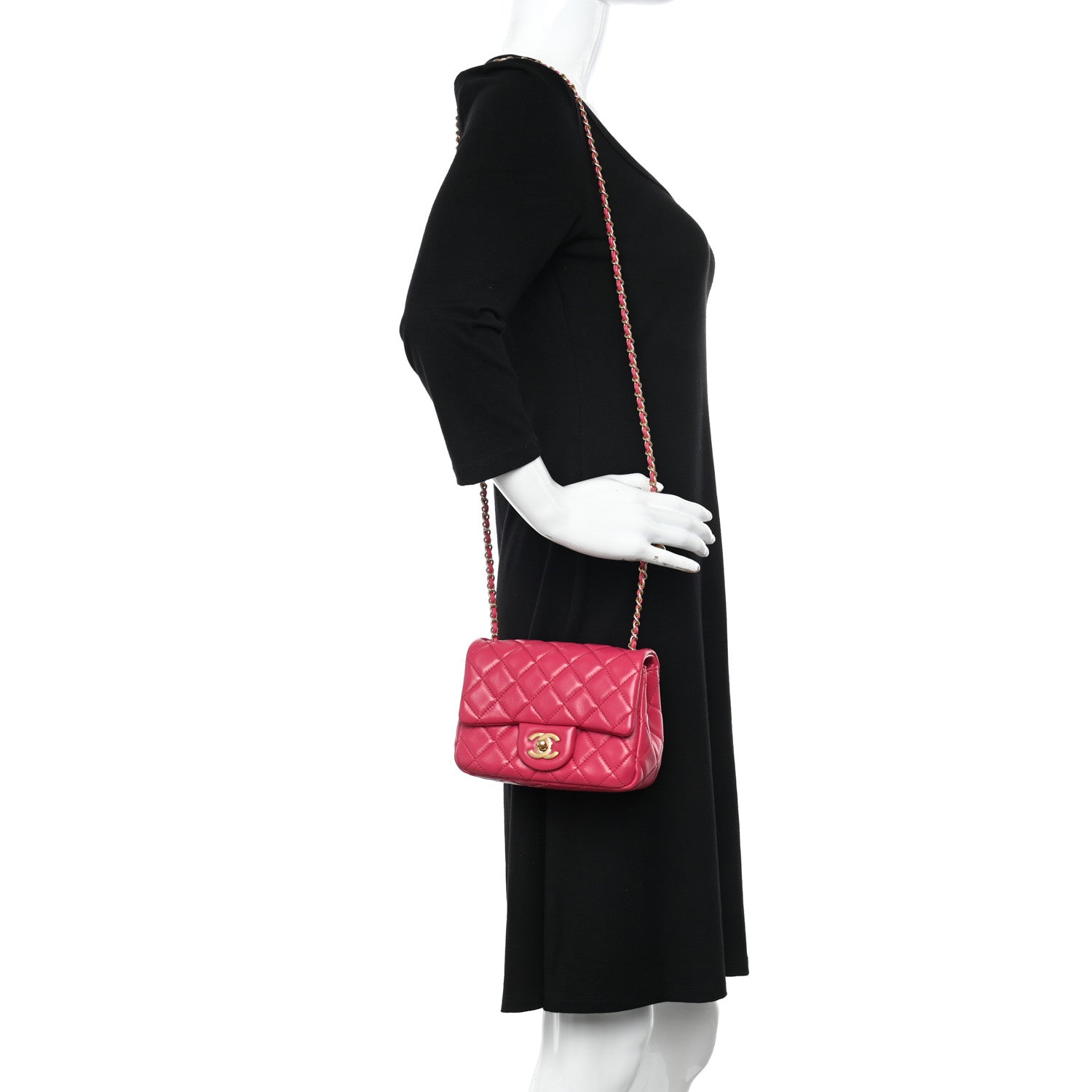 Chanel Lambskin Quilted Mini Pearl Crush Flap Fuchsia 2 of 10