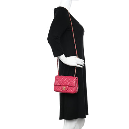 Chanel Lambskin Quilted Mini Pearl Crush Flap Fuchsia 2 of 10