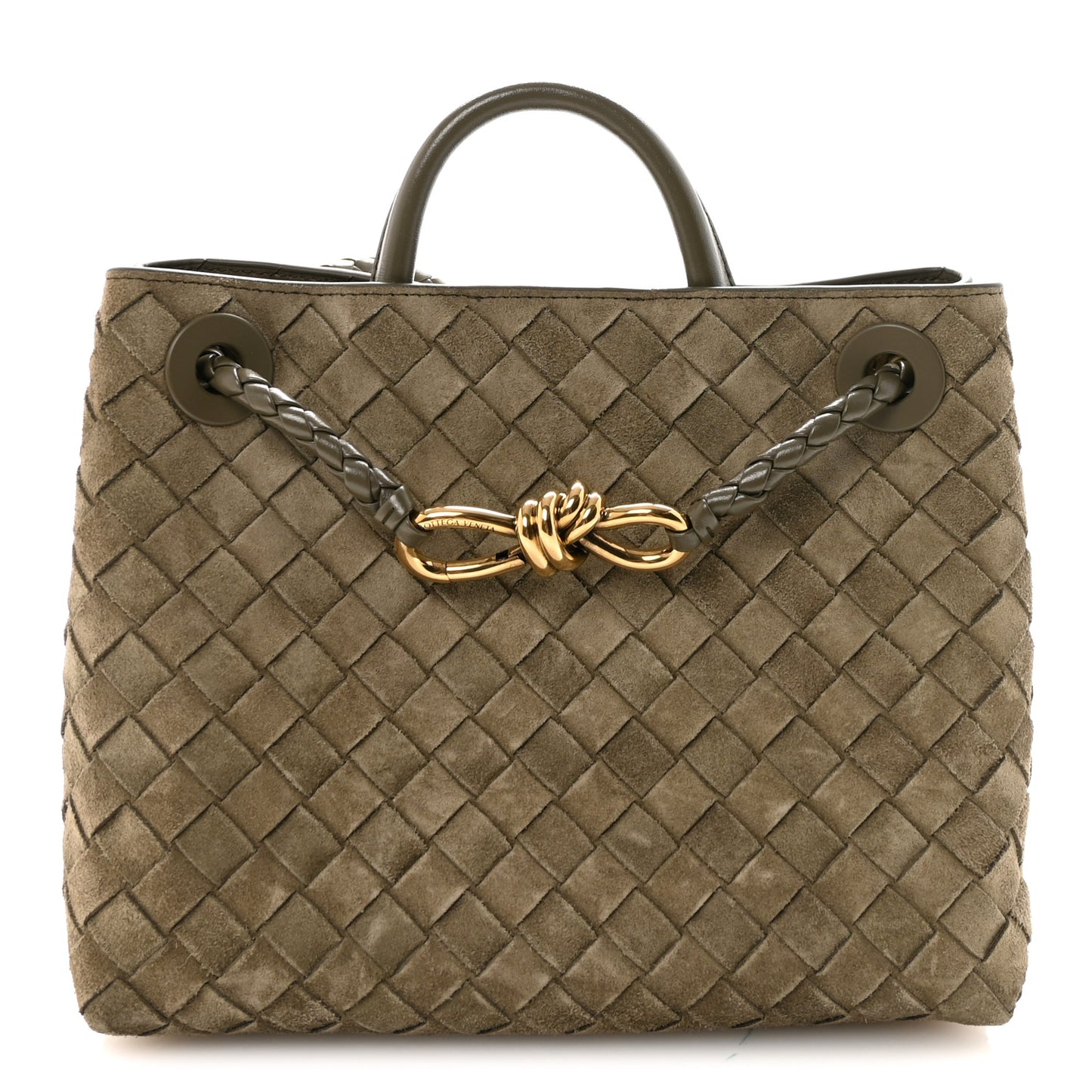 Suede Intrecciato Small Andiamo Shoulder Bag Cypress