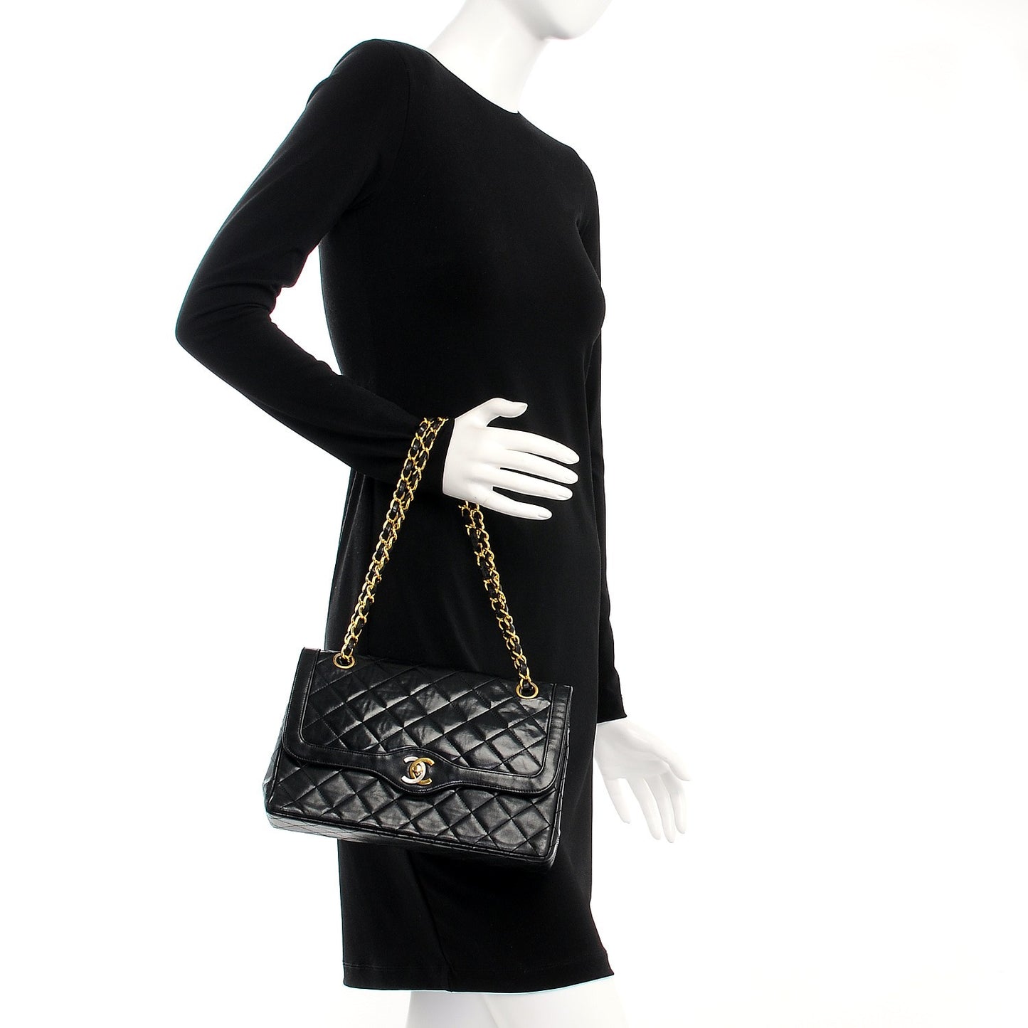 Lambskin Medium Double Flap Black