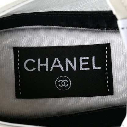 Chanel Calfskin Embossed Suede Sneakers 36 White Black 7 of 10