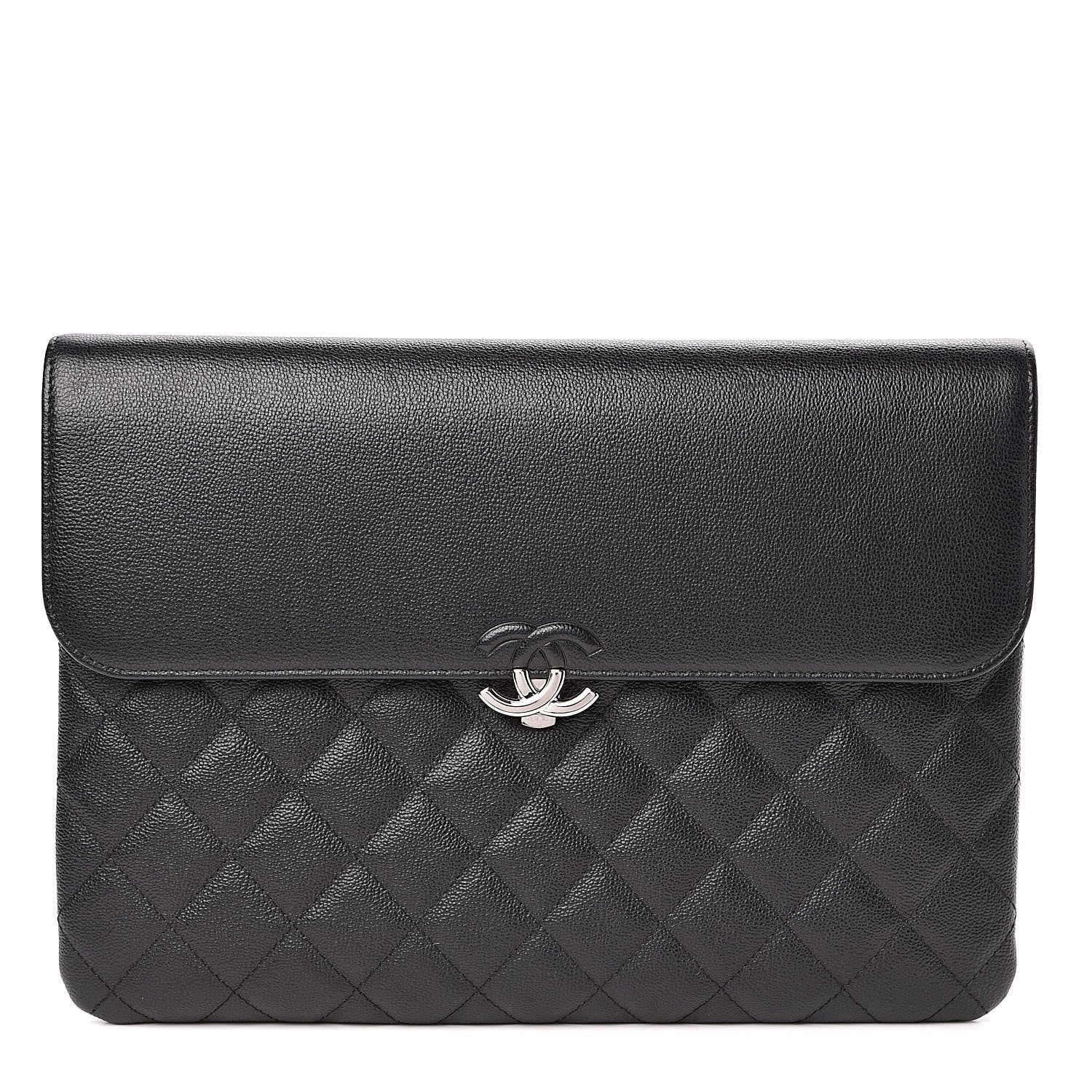 Chanel Grained Calfskin Quilted CC Box Pouch Black 1 of 8