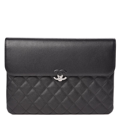 Chanel Grained Calfskin Quilted CC Box Pouch Black 1 of 8