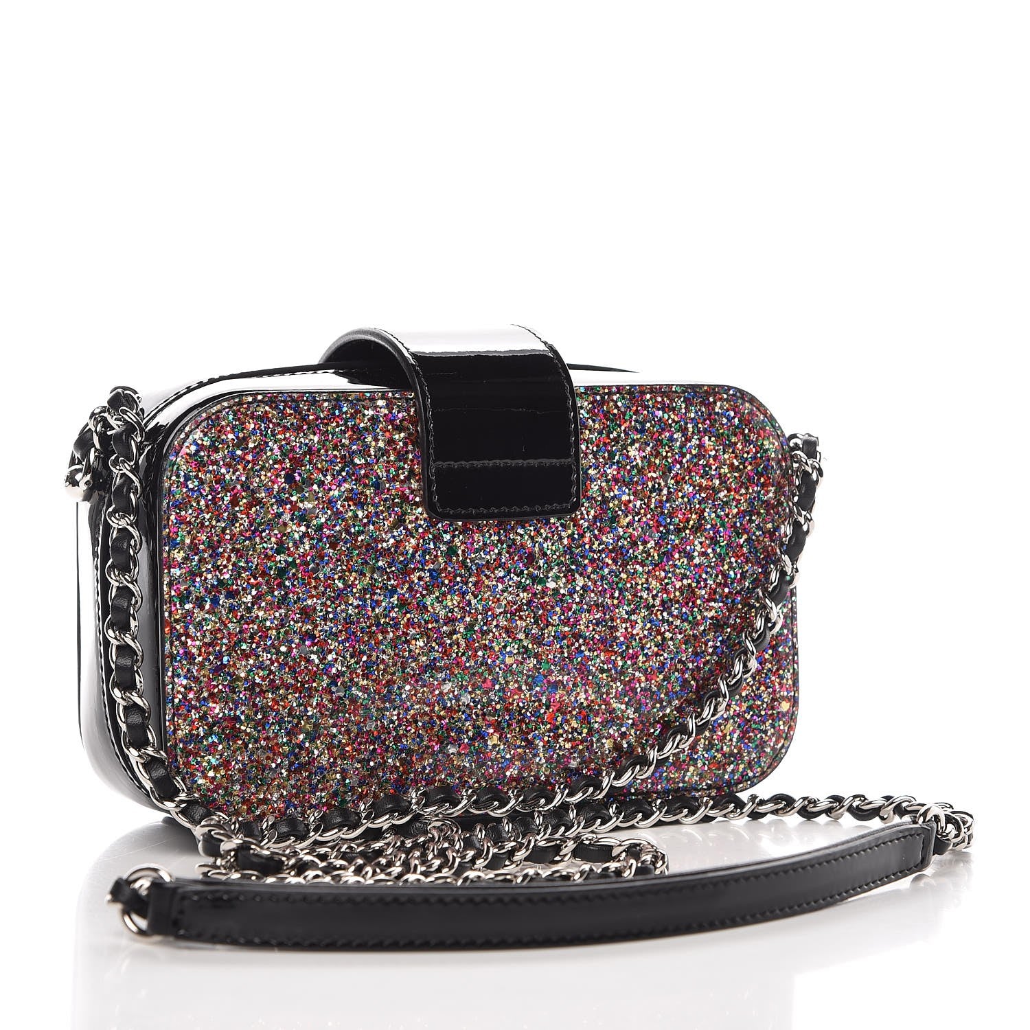 Chanel Glitter Patent Camera Case Multicolor Black 3 of 7