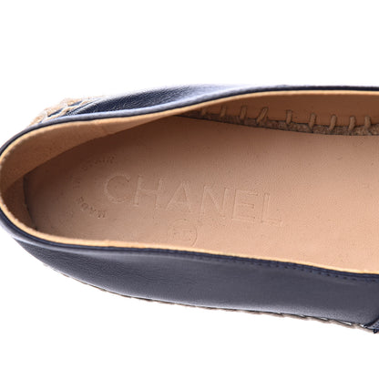 Chanel Lambskin CC Espadrilles 37 Navy Black 6 of 10