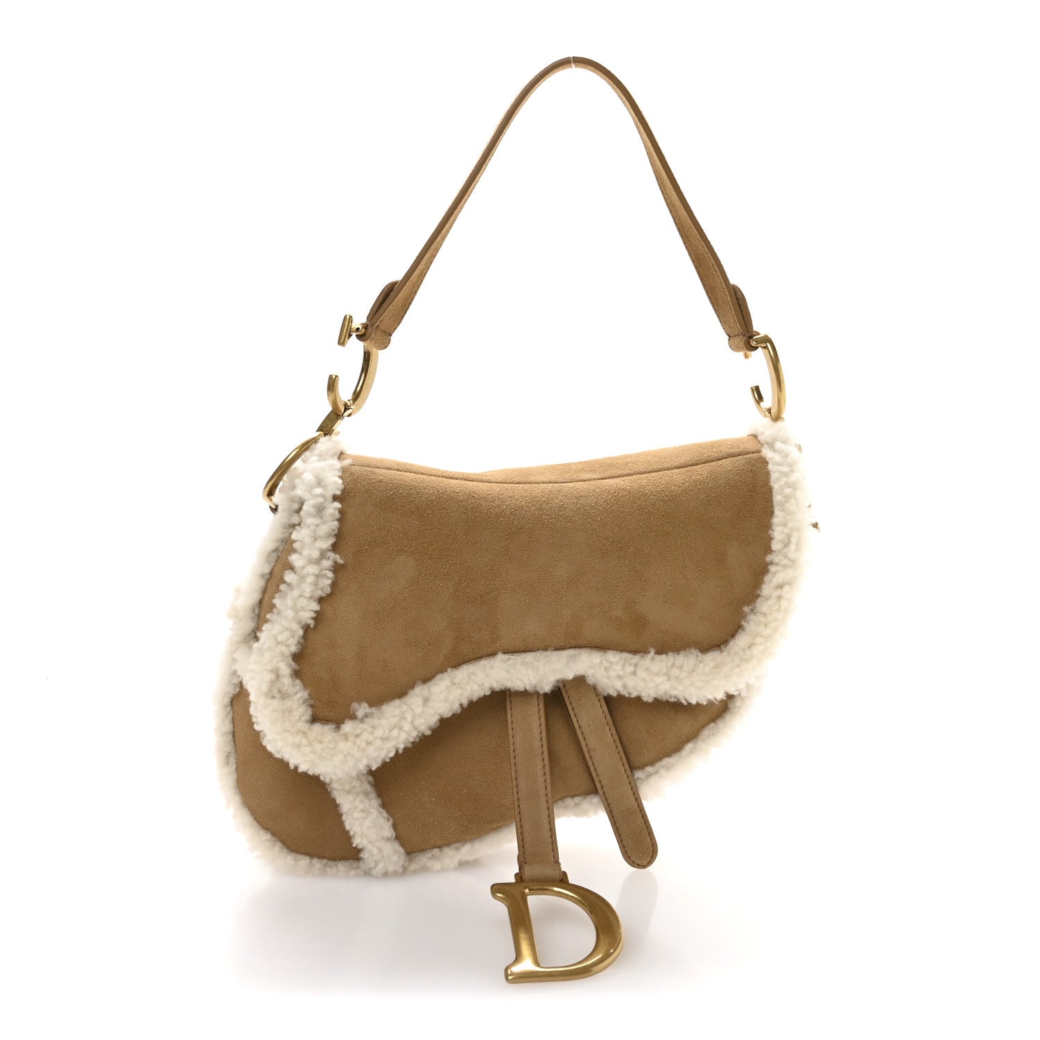 Christian Dior Shearling Saddle Bag Camel 1 of 11
